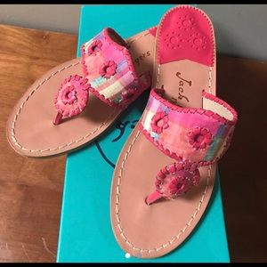 Pink plaid Jack Rogers sandals